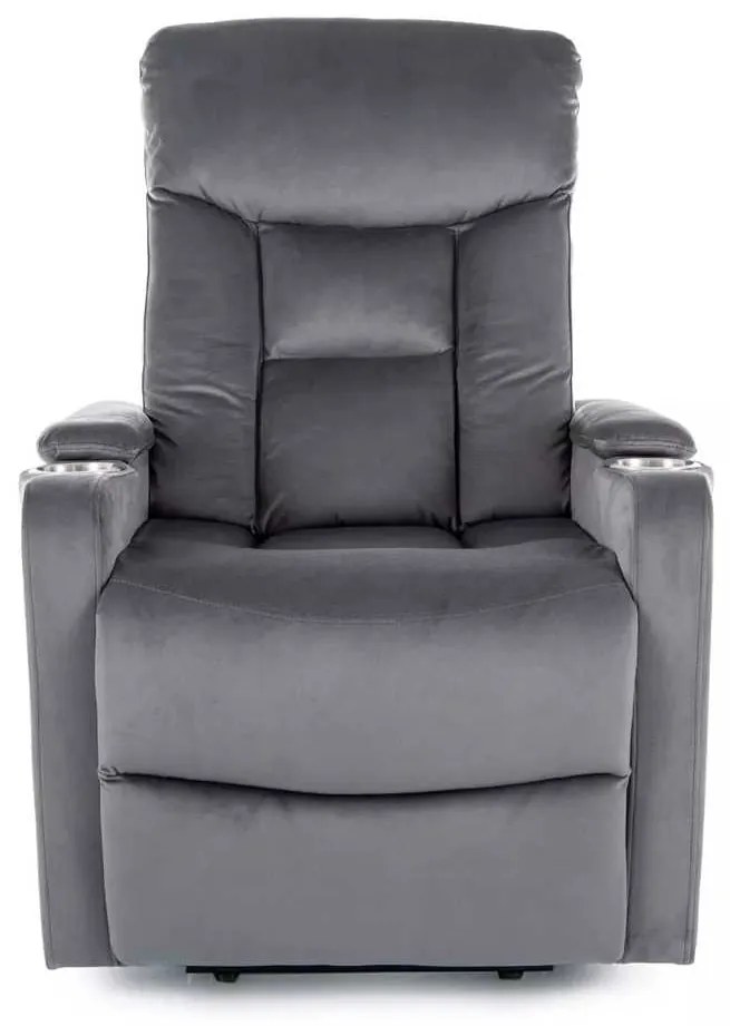 Polohovacie kreslo Berville Velvet, sivá