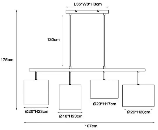 Lucide 45409/04/30 - Luster na lanku MAYA 4xE27/40W/230V čierna
