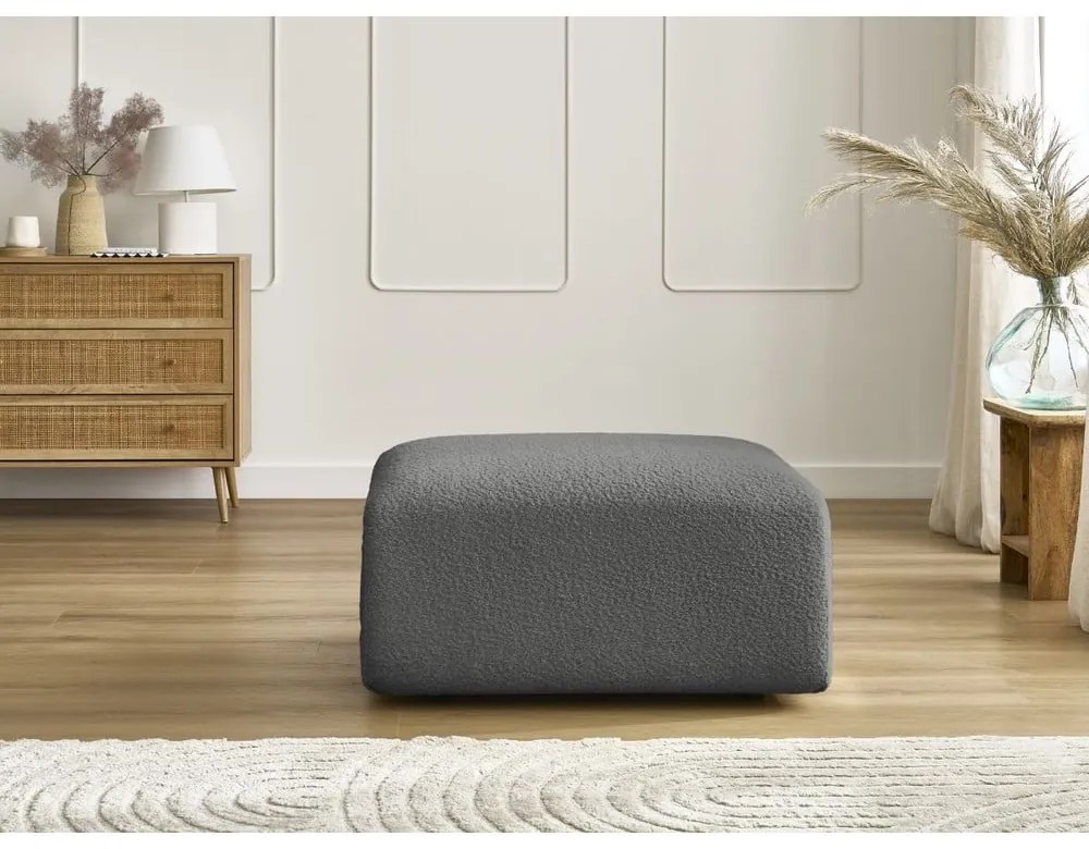 Sivá podnožka z textílie bouclé Tina – Bobochic Paris