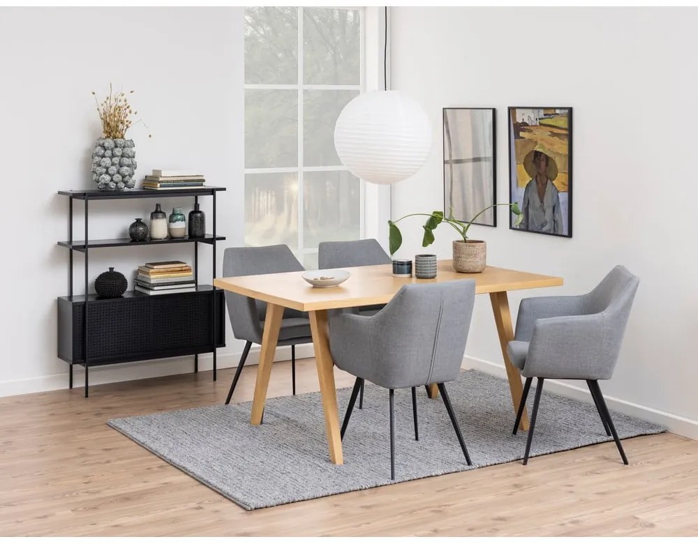 Čierna knižnica v dekore jaseňa s posuvnými dverami 94x114 cm Angus – Actona