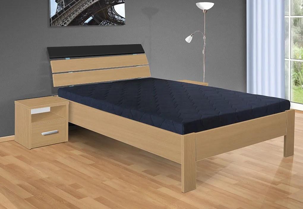 Nabytekmorava Drevená posteľ Darina 200x120 cm farba lamina: biela 113, typ úložného priestoru: úložný priestor - šuplík, typ matraca: matraca 15 cm