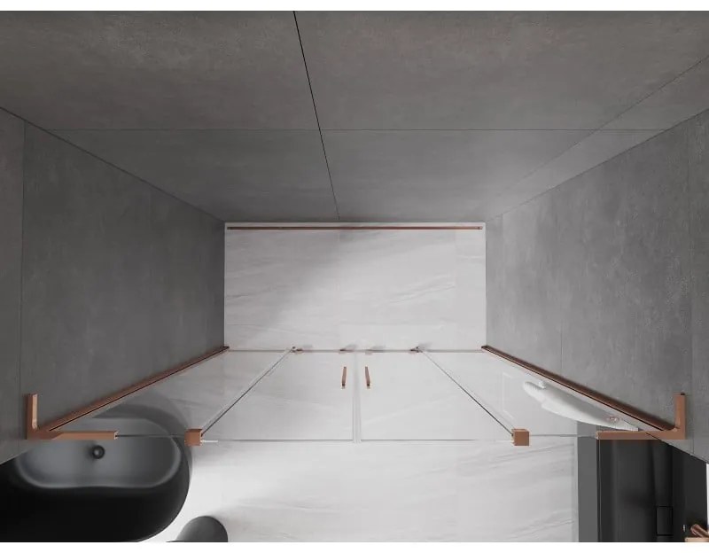 Mexen Velar L Duo, posuvné sprchové dvere do otvoru 180 cm, 8mm číre sklo, ružové zlato, 871-180-003-02-60