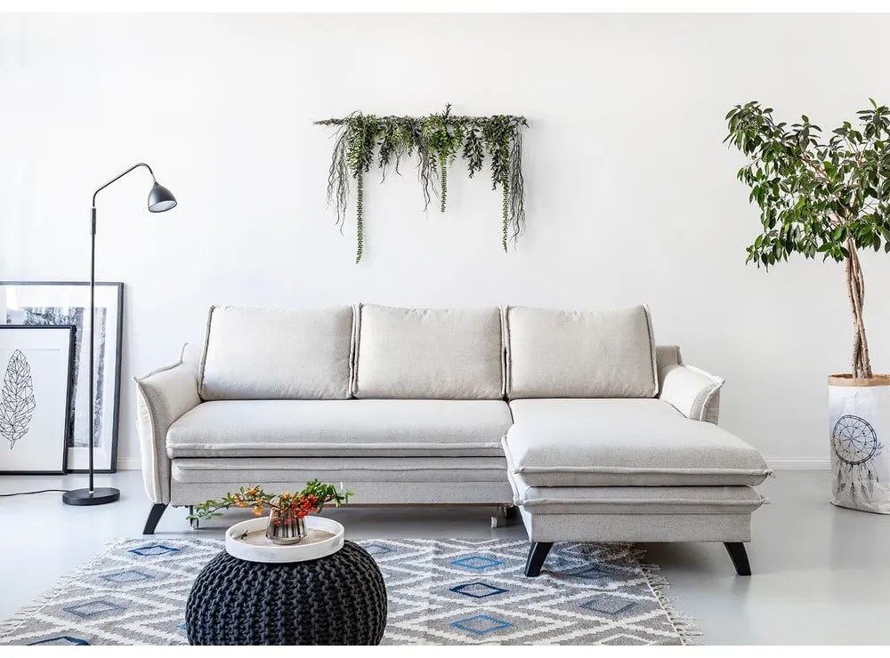 Svetlobéžová rozkladacia rohová pohovka Miuform Charming Charlie, pravý roh