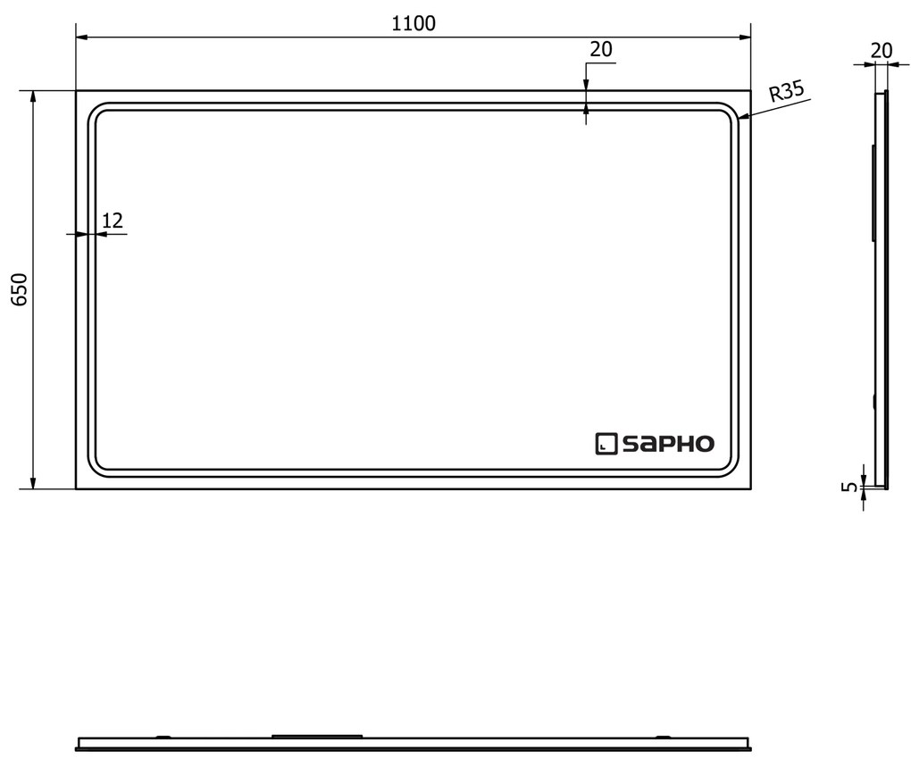 Sapho Sapho, GEMINI LED podsvietené zrkadlo 1100x650mm, GM110