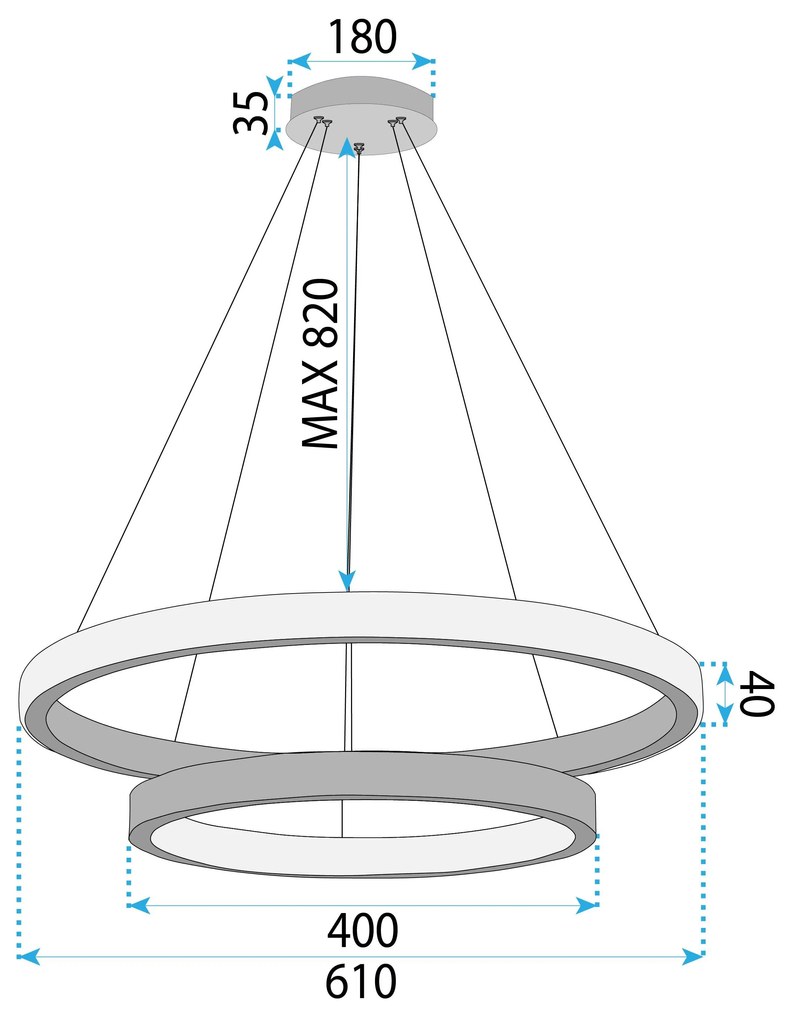 Toolight Toolight, LED stropné svietidlo 60cm, 55W, 3500lm + diaľkové ovládanie, APP1772-CP, zlatá matná, OSW-06351