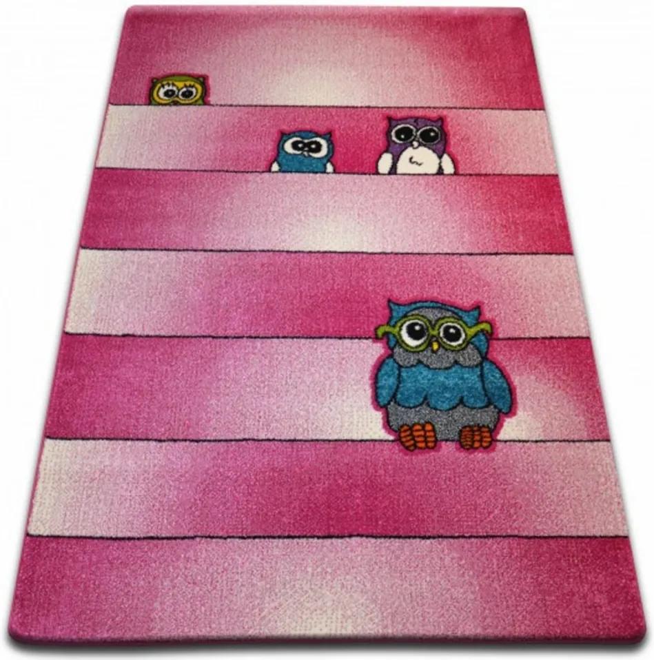 Detský kusový koberec Sovy ružový, Velikosti 180x270cm