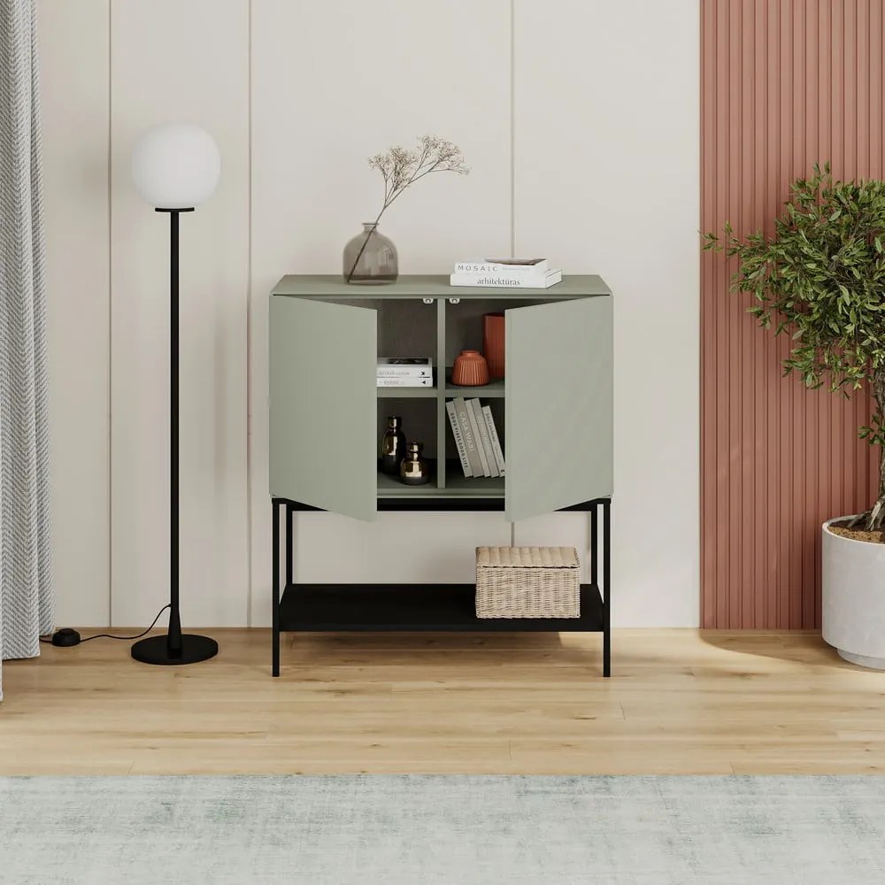 Zeleno-čierna skrinka 80x90x40 cm Amira – Marckeric