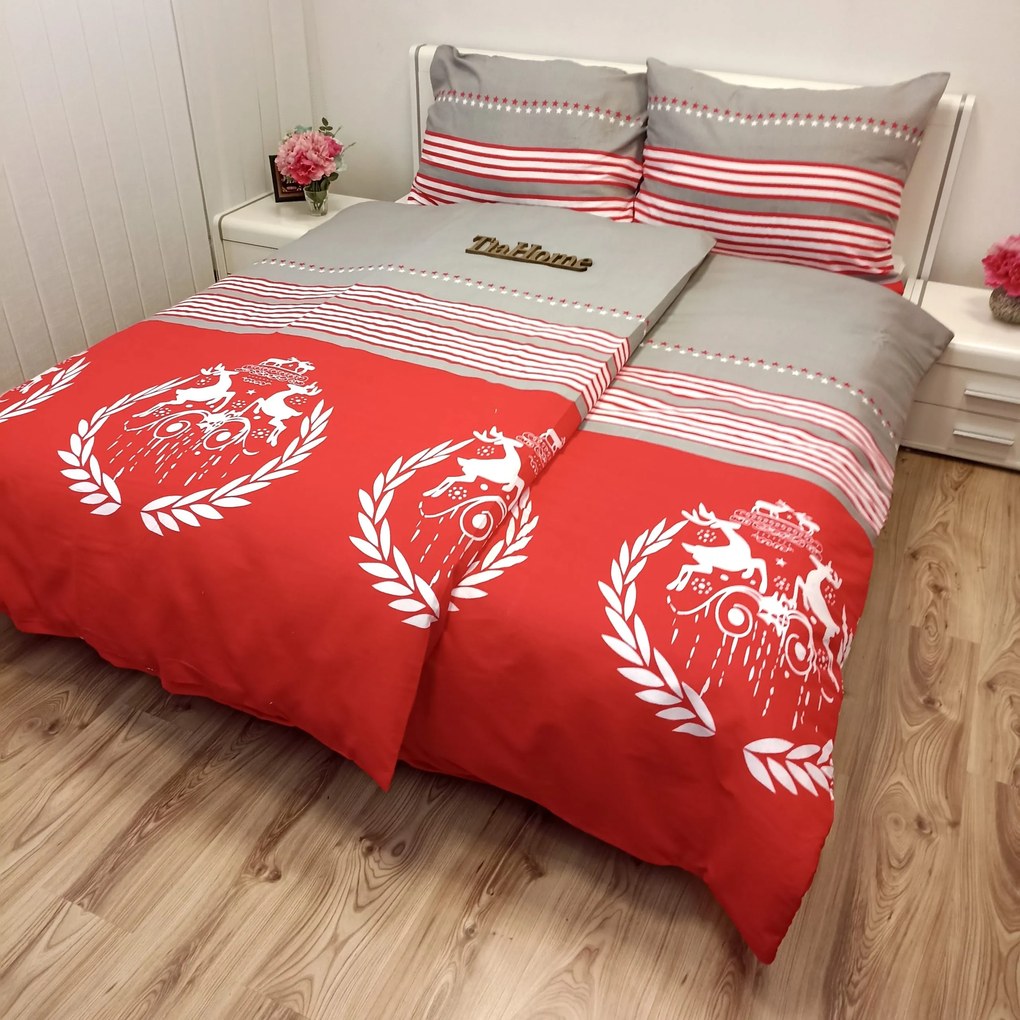 Obliečky flanelové Sobia idylka TiaHome - 1x Vankúš 90x70cm, 1x Paplón 140x200cm
