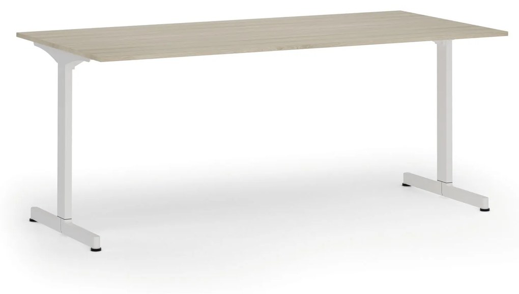 Kancelársky stôl PRIMO BETA, 1800 x 900 mm, biela podnož, dub prírodný