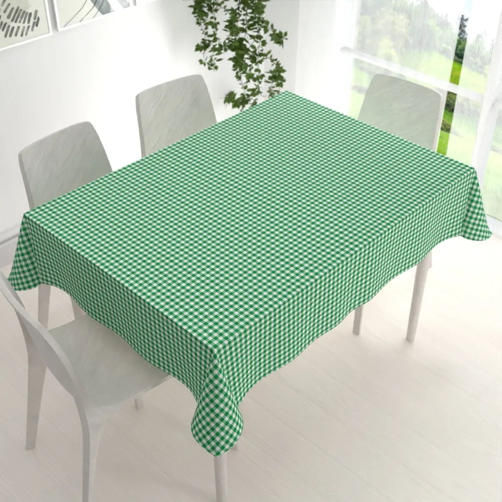 Biante Bavlnený obdĺžnikový obrus Sandra SA-058 Zeleno-biele kocky 60x100 cm