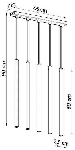 Sollux SL.1198 - Luster na lanku PASTELO 5xG9/8W/230V zlatá