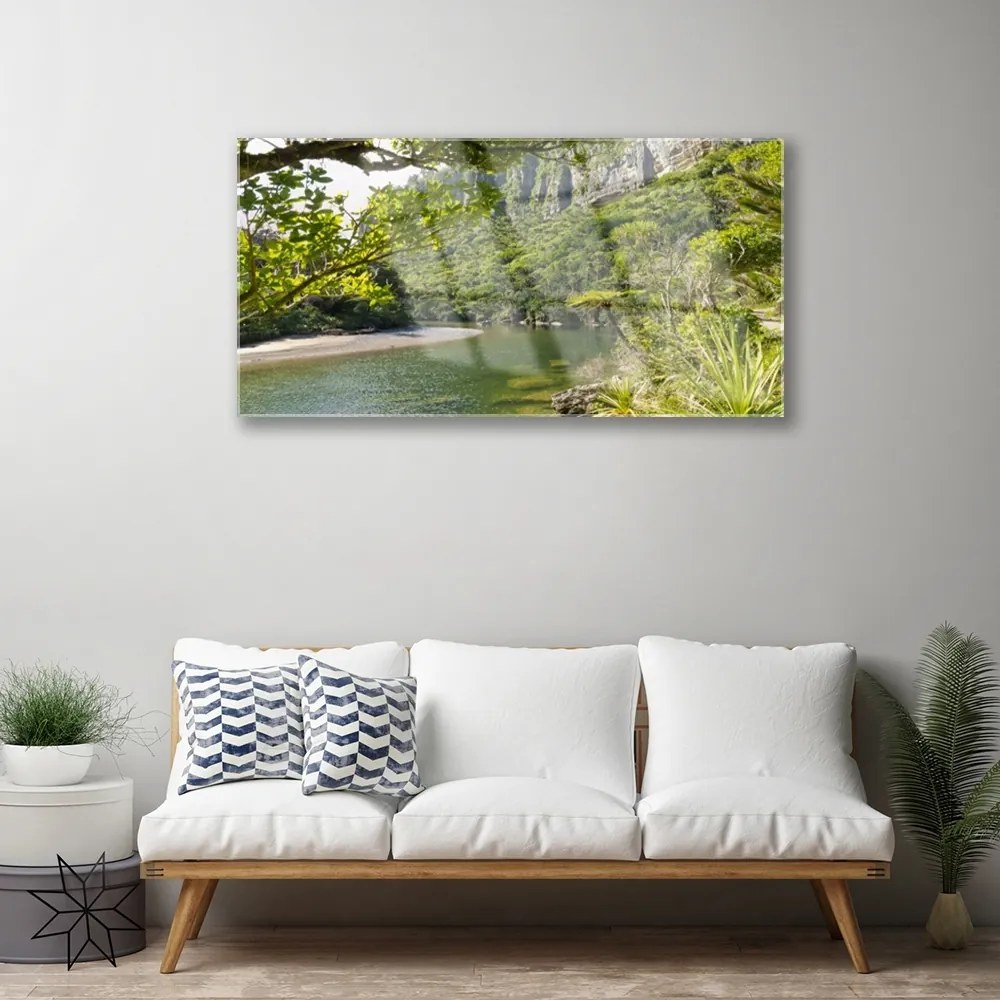Obraz na skle Jazero príroda 120x60 cm