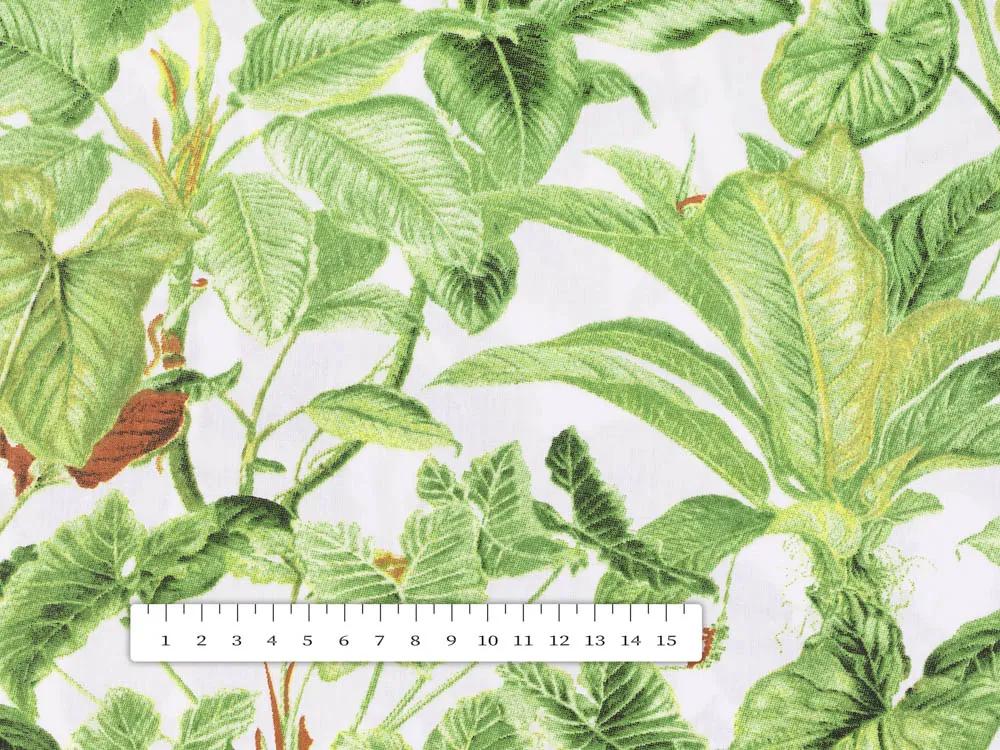 Biante Bavlnená obliečka na vankúš Sandra SA-297 Zelené izbové rastliny na bielom 40 x 40 cm