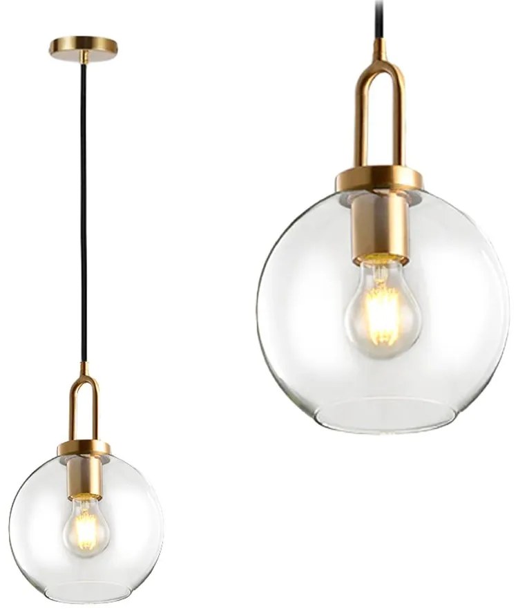 Toolight - Závesné svietidlo zo skla 1xE27 60W APP442-CP, zlatá, OSW-05633