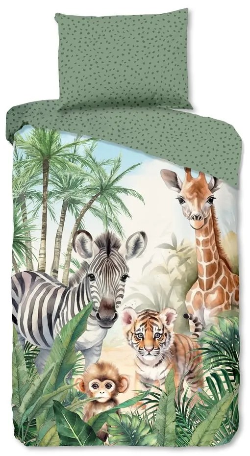 Zelené bavlnené detské obliečky na jednolôžko 140x200 cm Thabo – Good Morning