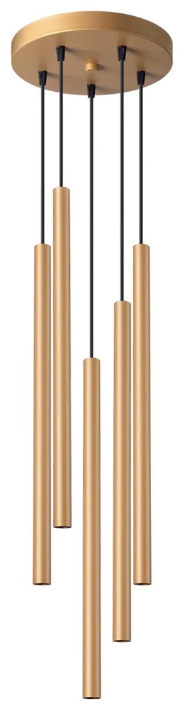 Závesné svietidlo Pastelo, 5x zlaté kovové tienidlo, o