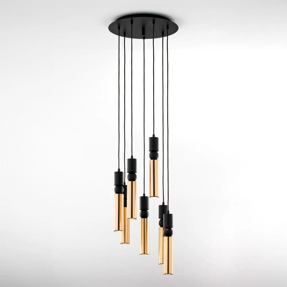 Jupiter 2018 - Luster na lanku ALAS 7xGU10/10W/230V zlatá/čierna