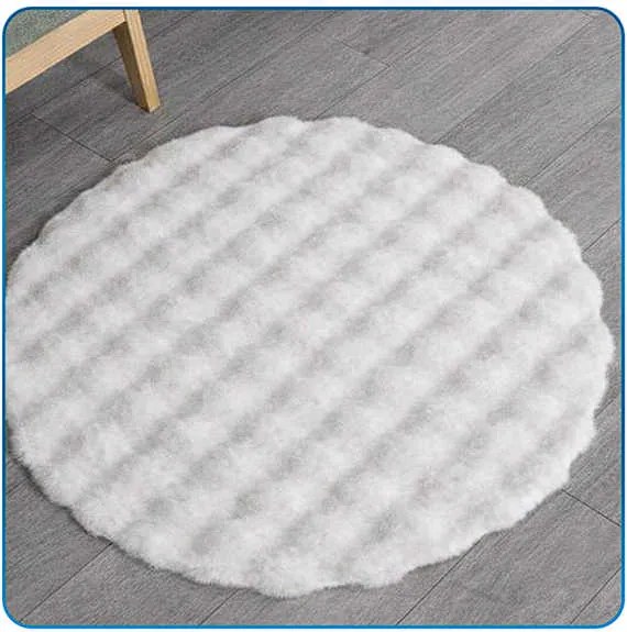 Okrúhly Bublinový koberec Rabbit Bubble 120 cm biely plyšový