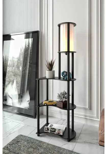 Stojacia lampa s poličkami NOTO 1xE27/40W/230V čierna