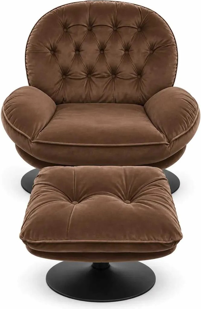 LuxuryForm DESIGN Otočné kreslo LUNA s podnožkou - hnedé
