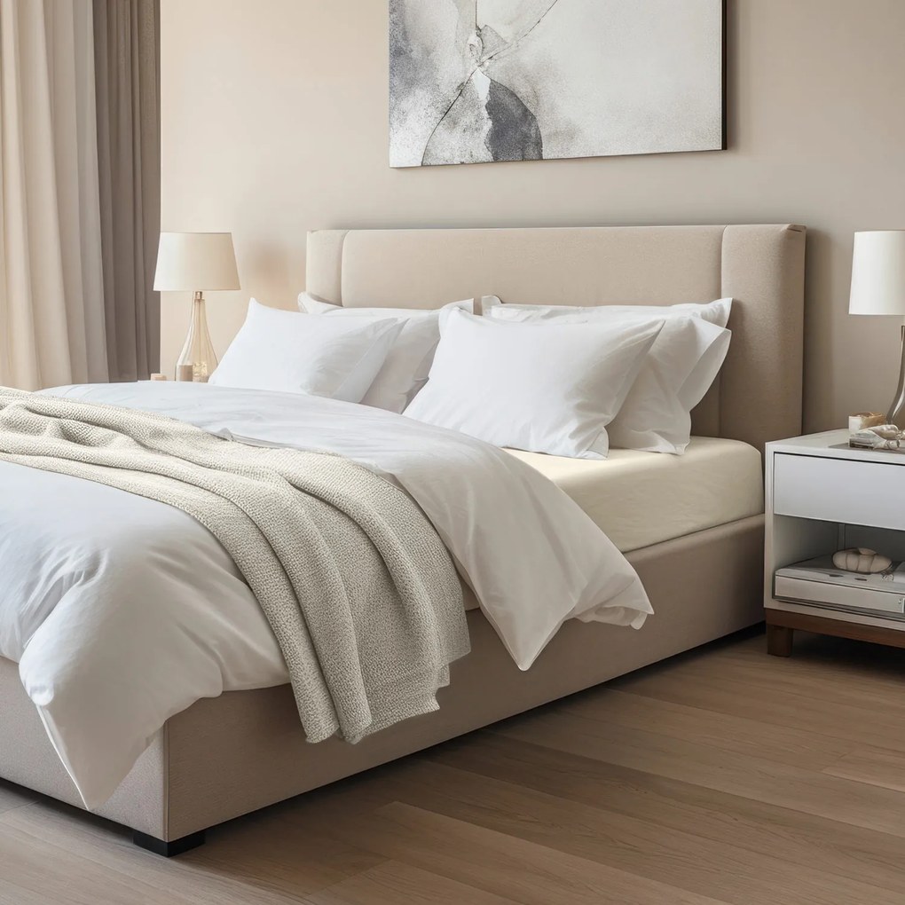 JERSEY PRESTIERADLO 180X200 CM, VÝŠKA 30 CM KRÉMOVÉ