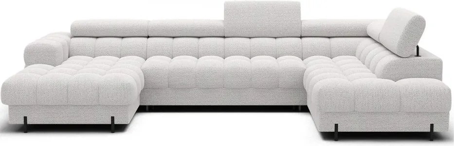 Krémovobiela rozkladacia rohová pohovka z textílie buklé (pravý roh/do tvaru "U") Feraria – ELTAP