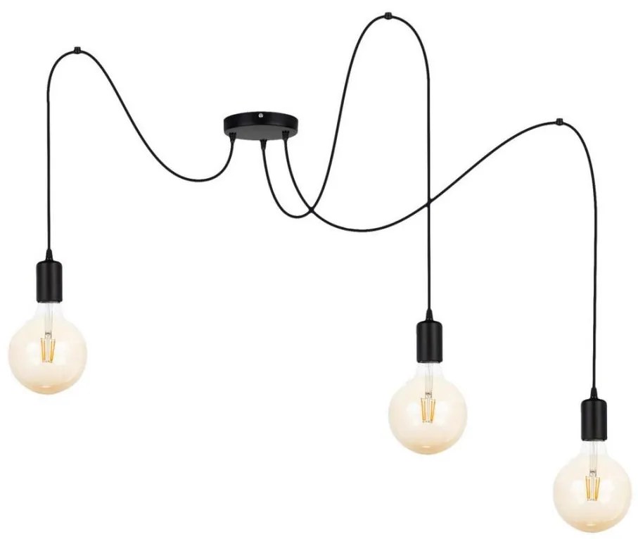 Luster na lanku MIROS 3xE27/60W/230V pavúk čierna
