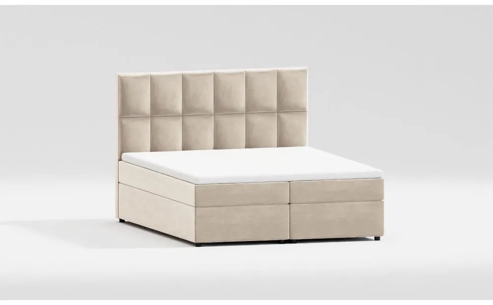 Béžová boxspring posteľ s úložným priestorom 180x200 cm Flip – Ropez