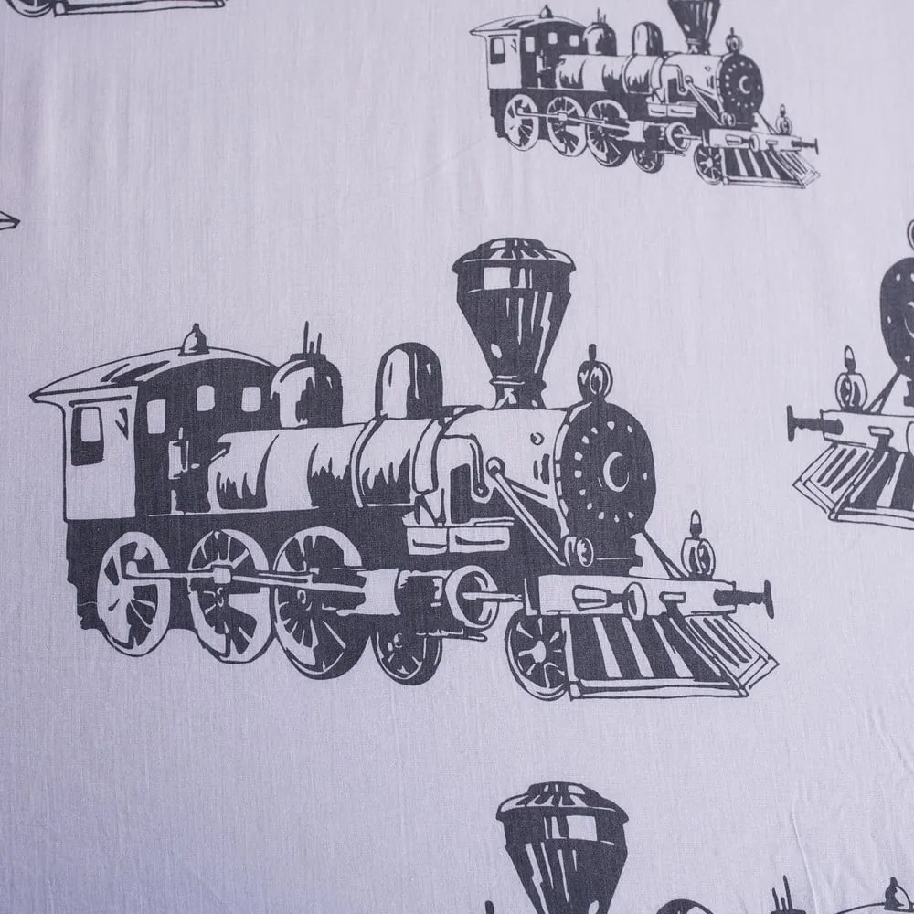 Sivá napínacia bavlnená detská plachta 90x200 cm Train – Jerry Fabrics