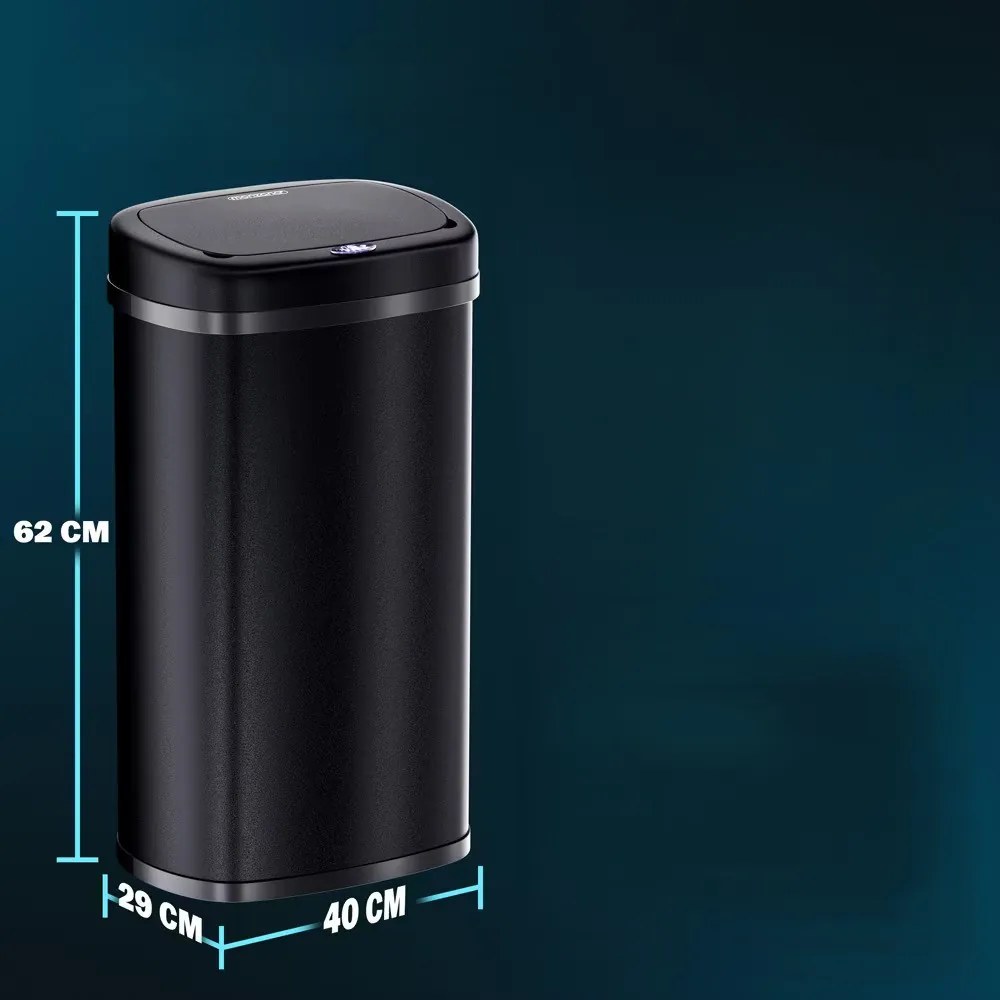 InternetovaZahrada Bezdotykový hranatý odpadkový kôš s USB 50 L - čierny
