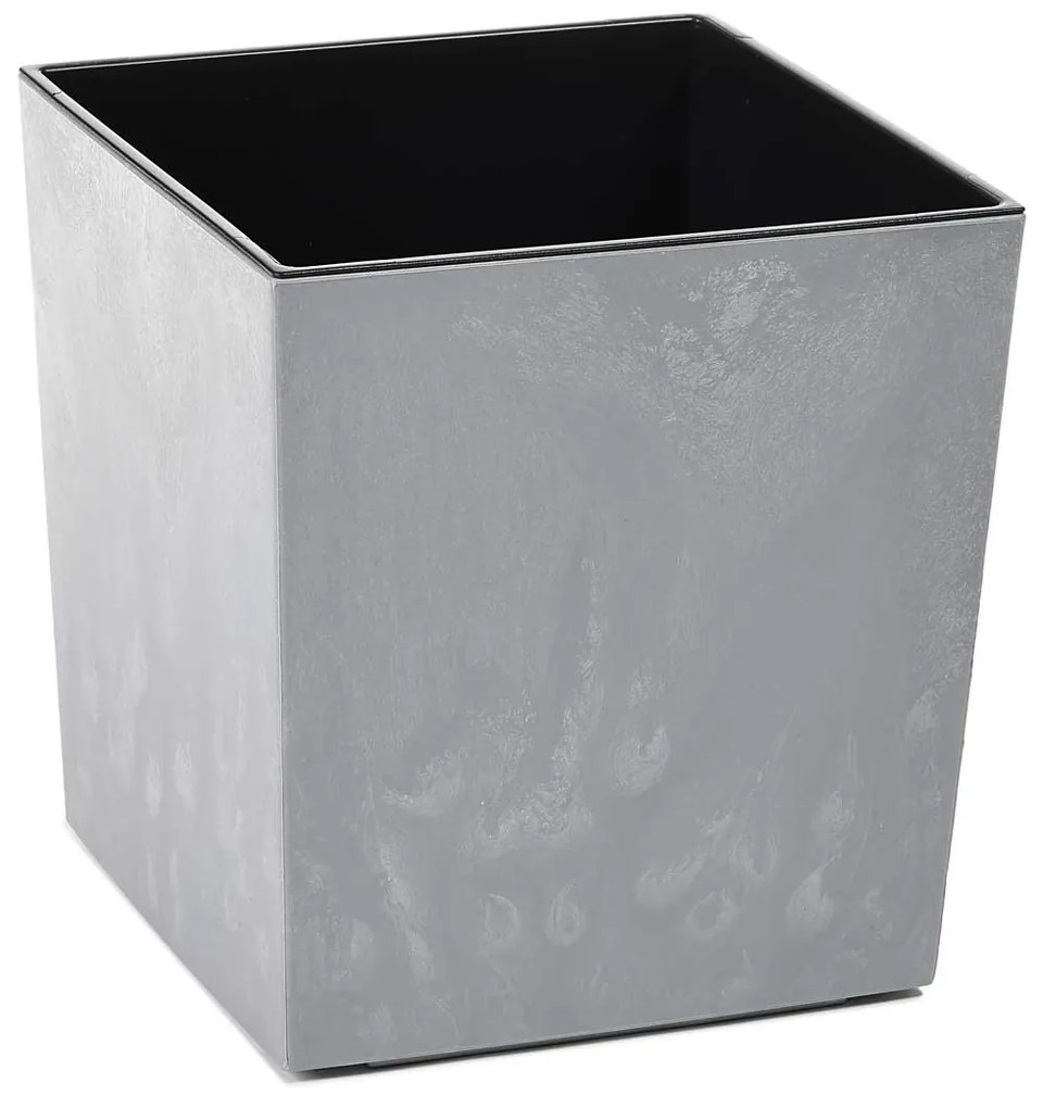 PLASTOVÝ KVETINÁČ FLORE 19X19 CM IMITÁCIA BETÓNU SIVÁ