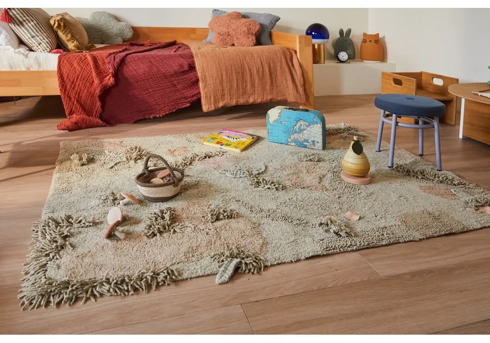 Béžový bavlnený detský hrací koberec 120x160 cm Mushroom Forest – Lorena Canals