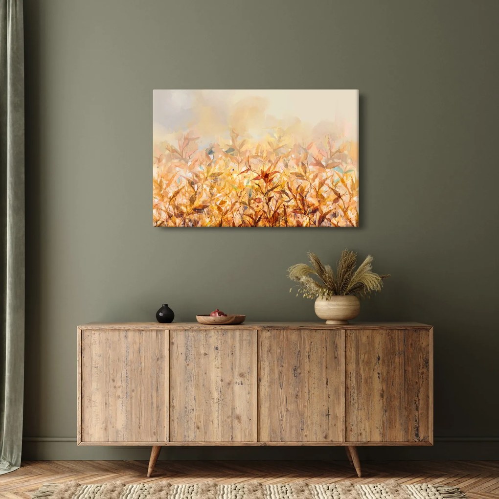 Obraz - Listy vo farbách jesene, olejomaľba (90x60 cm)