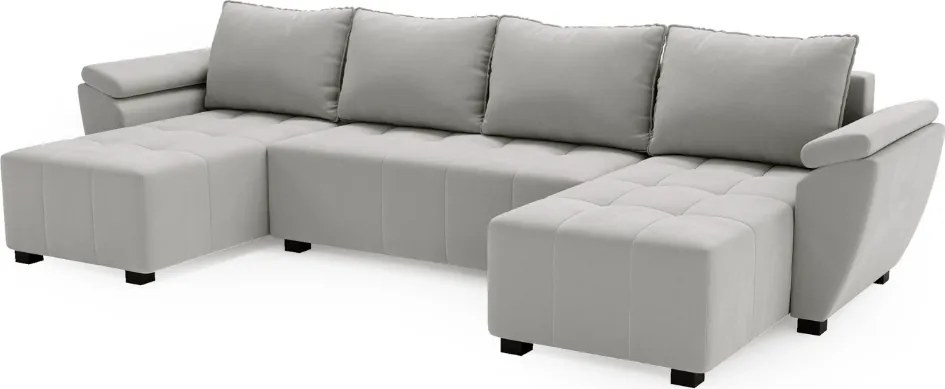 Rozkladacia sedacia súprava do U LIVARO 305x140 cm, svetlosivá
