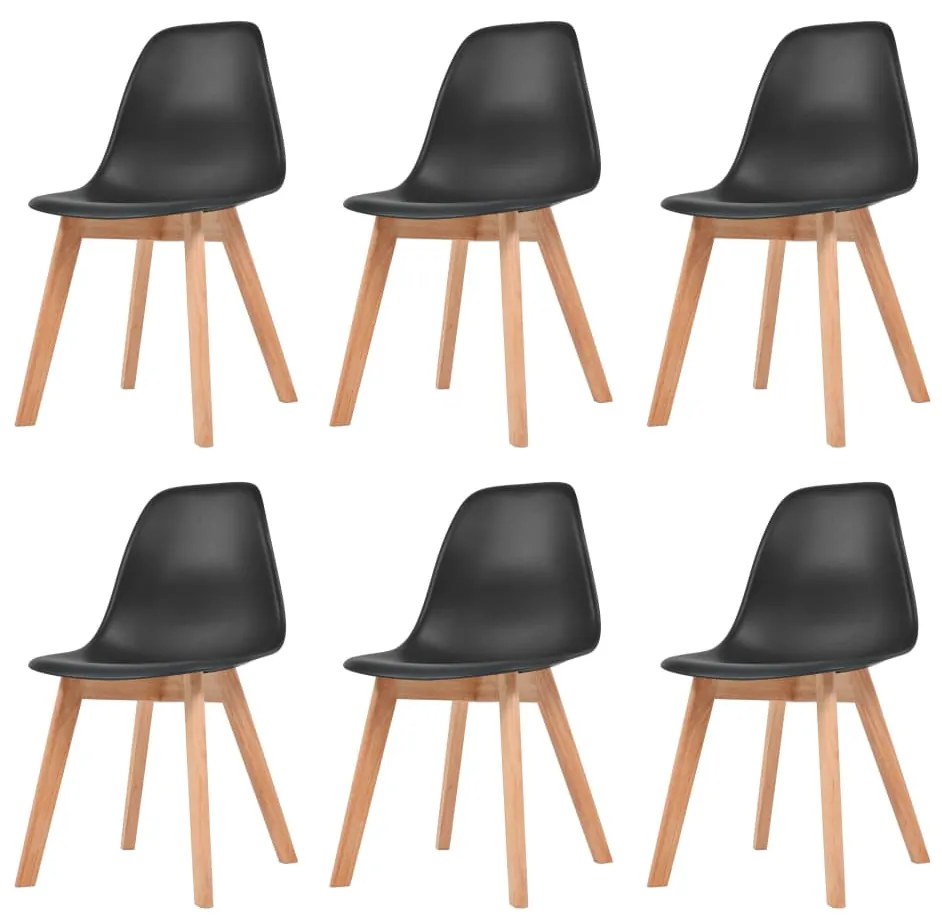 vidaXL Jedálenské stoličky 6 ks, čierne, plast