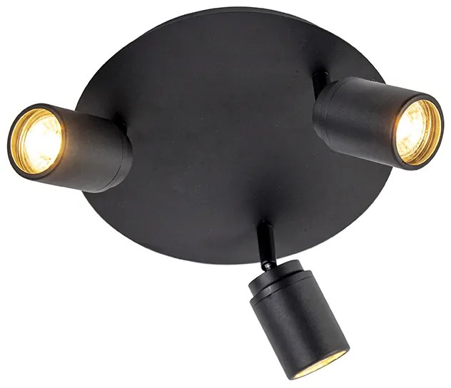 Inteligentný kúpeľňový reflektor čierny IP44 vrátane 3 WiFi GU10 - Ducha