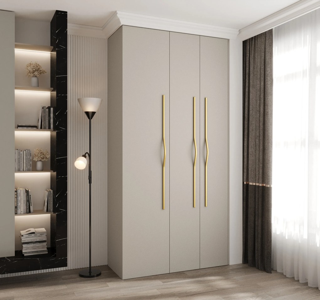 Šatníková skriňa 120 cm Carmela 40-2 (kašmír + zlatá). Akcia -20%. Vlastná spoľahlivá doprava až k Vám domov. 1126556