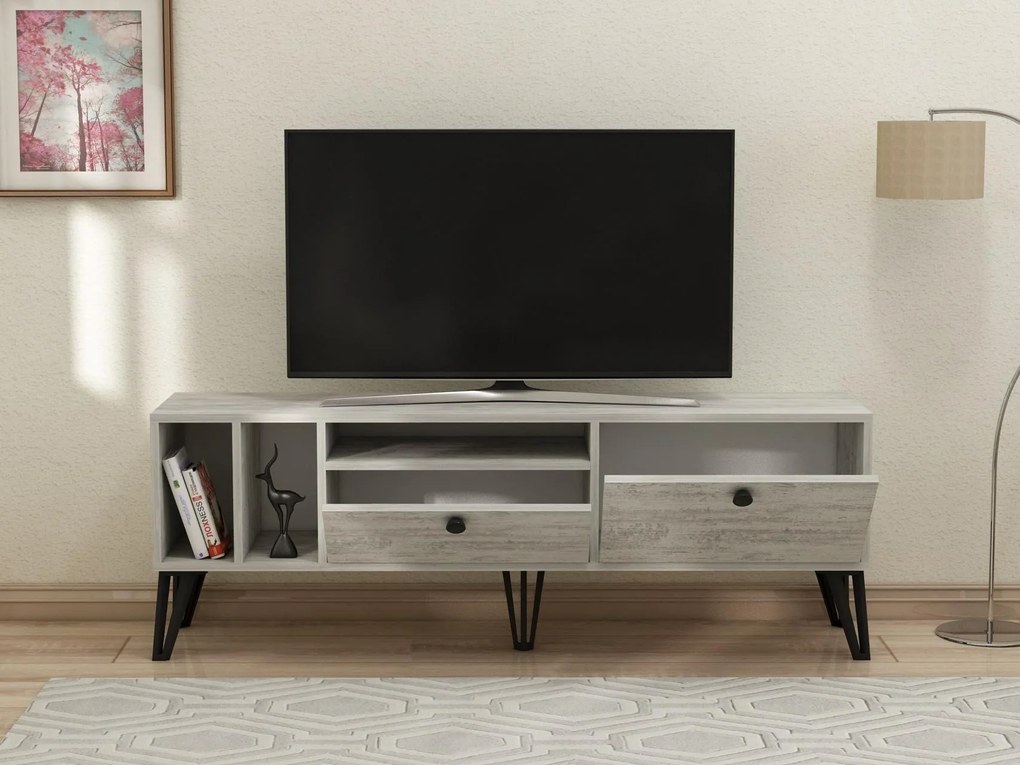TV stolík/skrinka Dubeki 2 (sivá + biela) . Akcia -18%. Vlastná spoľahlivá doprava až k Vám domov. 1095316