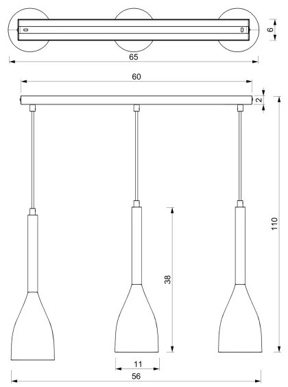 Luster na lanku MUZA 3xE27/60W/230V