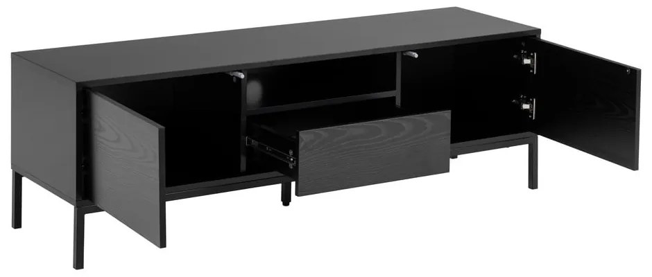 Čierny TV stolík v dekore jaseňa 140x45 cm Seaford – Actona