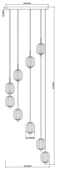 Zuma Line 003064-034749 - Závesný LED luster AKARI na lane, 55 W, 230 V, Ø 63 cm, zlatý
