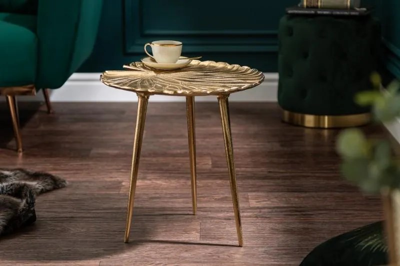 Nemecko - Odkladací stolík GOLD LEAF 40 cm zlatý