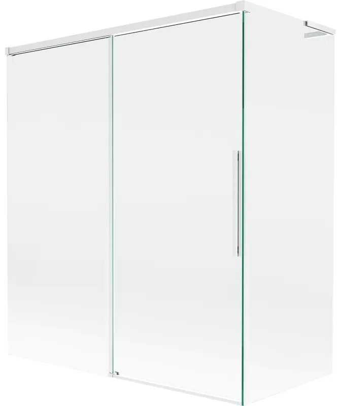 Mexen Rox, L posuvná 2-krídlová vaňová zástena 140 + 70 x 150 cm, 8mm číre sklo, biely profil, 8C9L-140-070-20-00