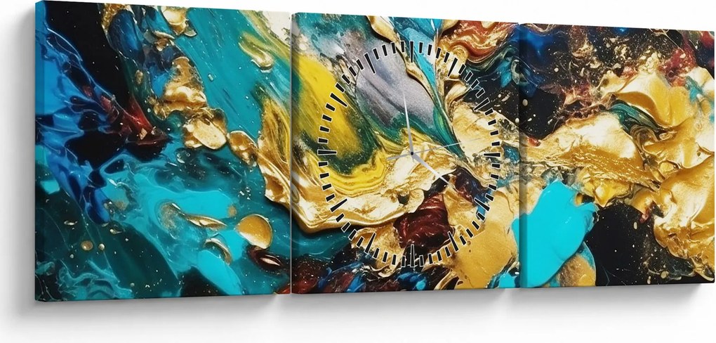 Obraz - Textúrovaná olejomaľba (s hodinami) (90x30 cm)