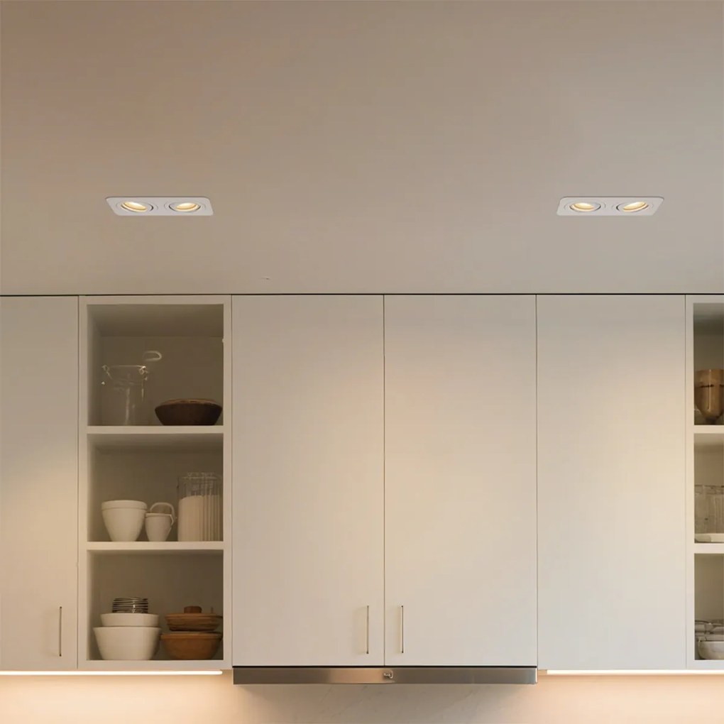 Zaoblené zapustené bodové svietidlo biele GU10 50 mm otočné a naklápacie IP44 2-svetlá - Alberto