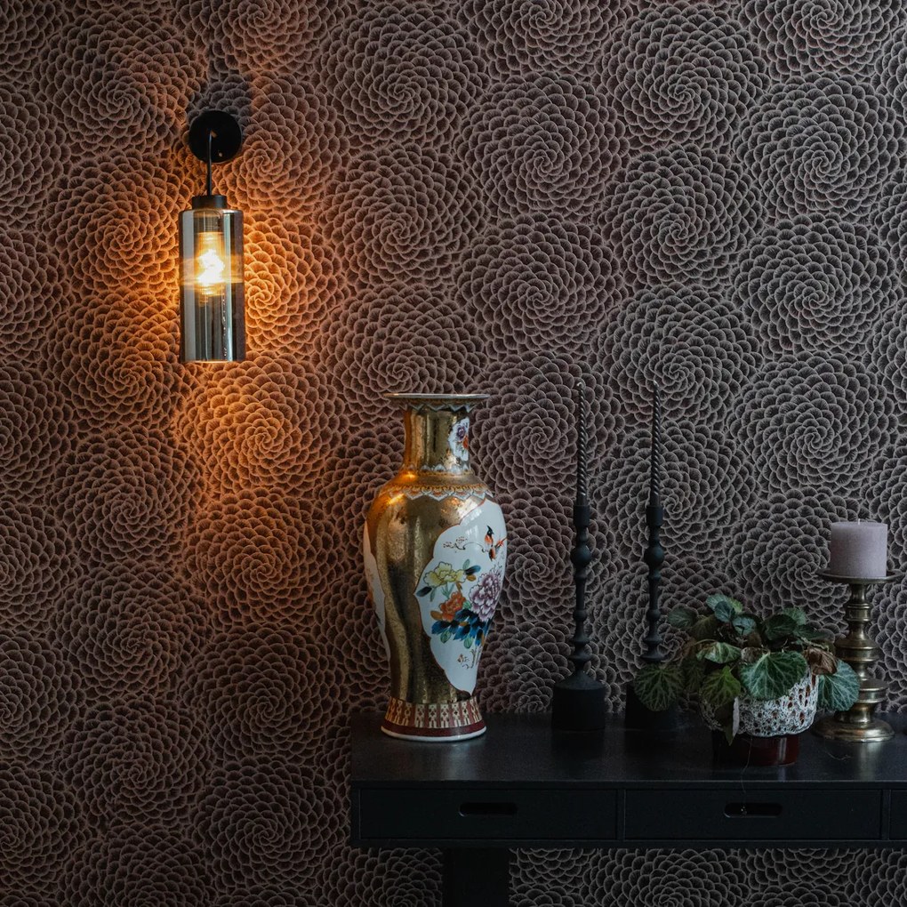 Art Deco nástenná lampa čierna s dymovým sklom - Laura