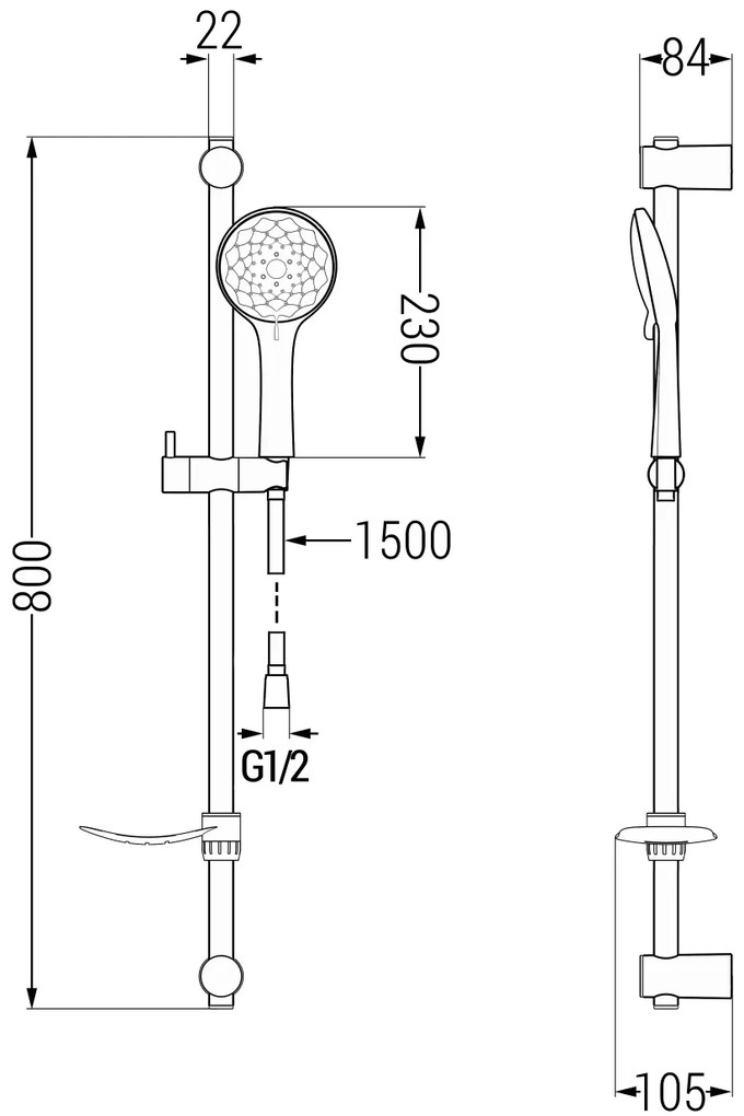 Mexen sprchový set DF74, chróm/biela, 785744582-00