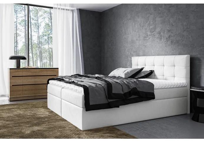 Moderná čalúnená posteľ Riki s úložným priestorom svetlo béžová 160 x 200 + topper zdarma