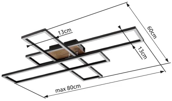 Globo 67208-40 - LED Stropné svietidlo DAKARI LED/40W/230V 3000K 60x80 cm čierna