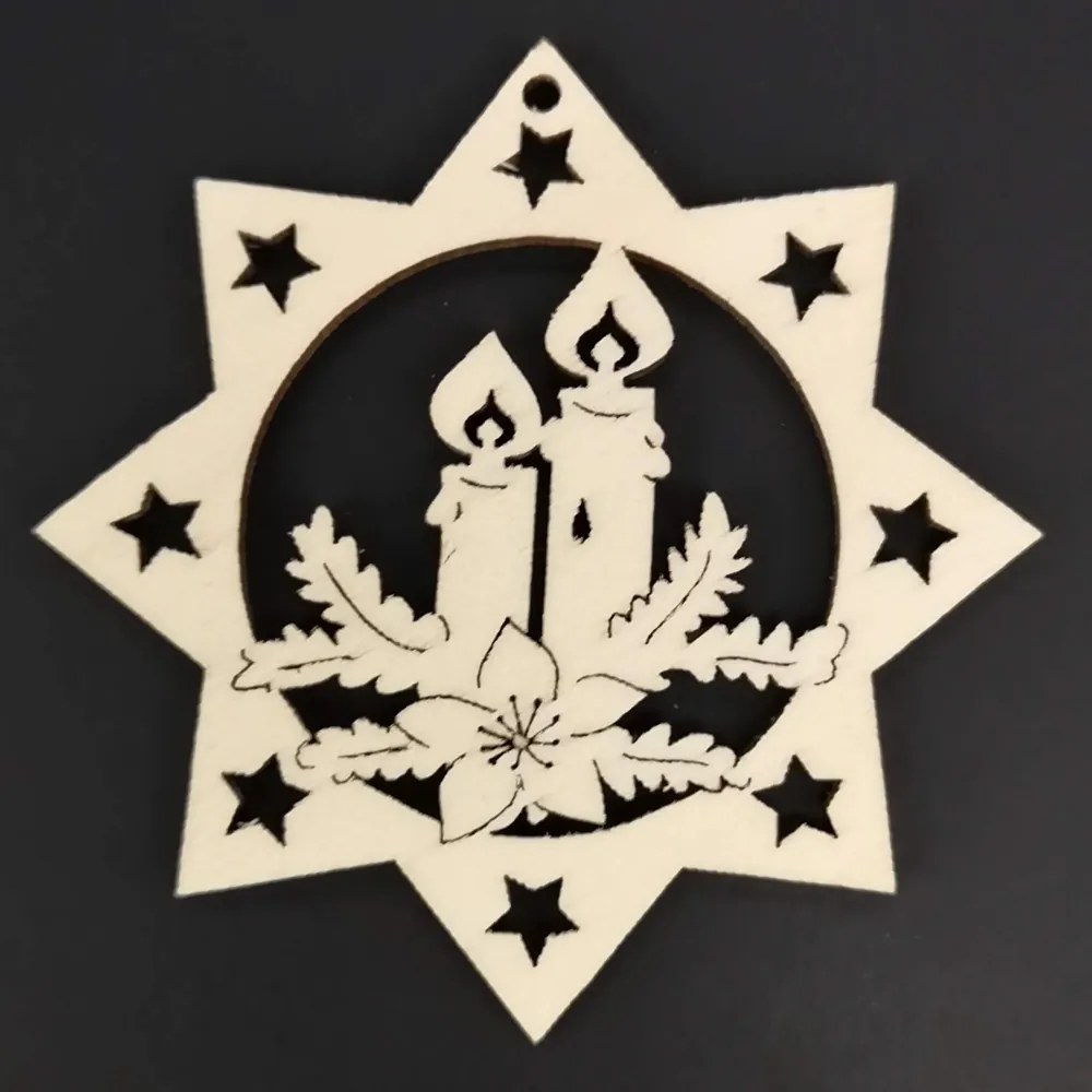 AMADEA Drevená ozdoba hviezda so sviečkami 6 cm